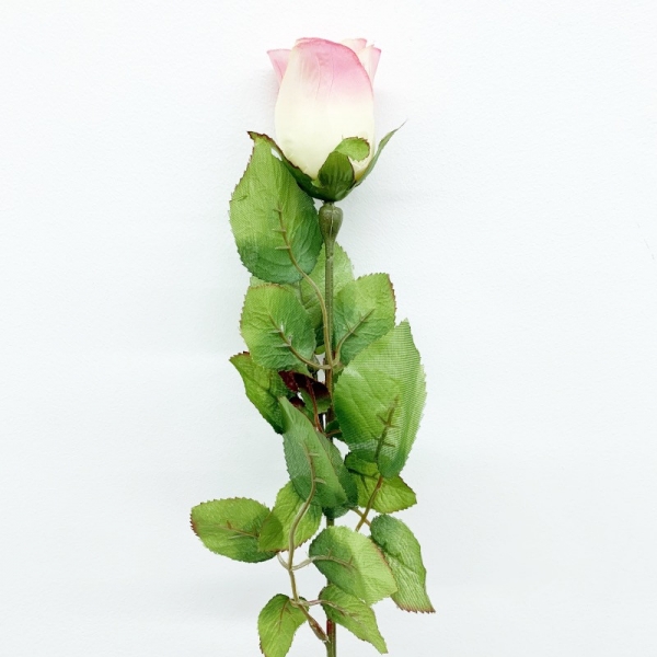 Tige bouton de rose rose et beige 75cm