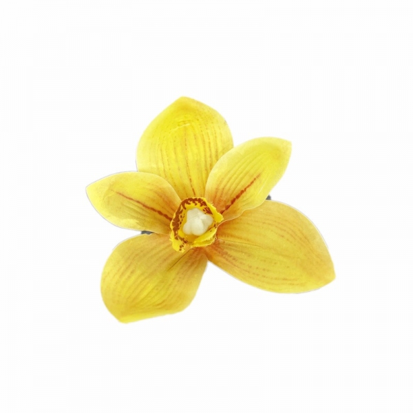 Tête d'orchidée toucher naturel ø 8 cm jaune