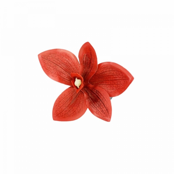 Tête d'orchidée toucher naturel ø 8cm rouge