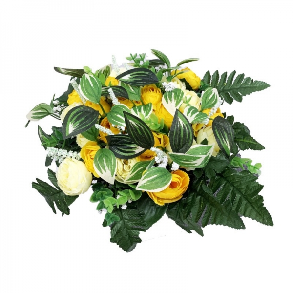 Bouquet renoncules pothos, eucalyptus 30 cm