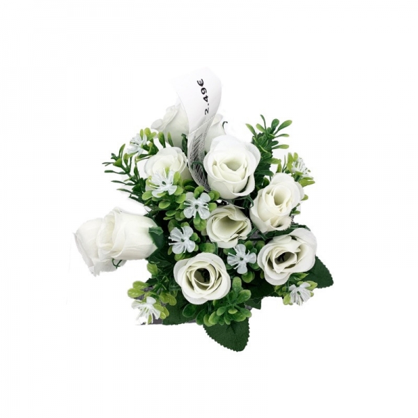 Bouquet 7x bt rose , buis 34cm