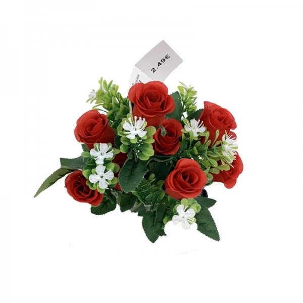 Bouquet 7x bt rose , buis 34cm