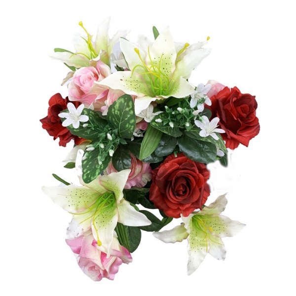 Bouquet de rose, lys et fleurettes 60cm