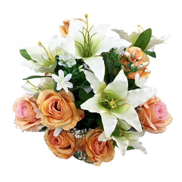 Bouquet de rose, lys et fleurettes 60cm