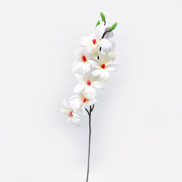 Tige Orchidée 50 cm 6 fleurons ø 6cm blanc