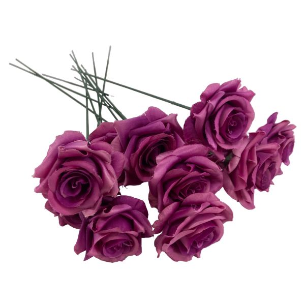 Lot 12x Tiges de Rose 32cm Violet