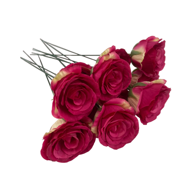 Lot 12x Tiges de Rose 34cm Fuchsia