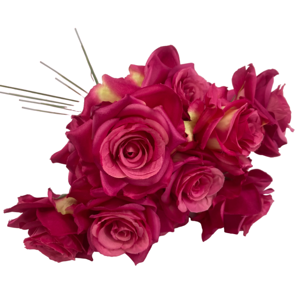 Lot 12x Tiges de Rose 36cm Fuchsia