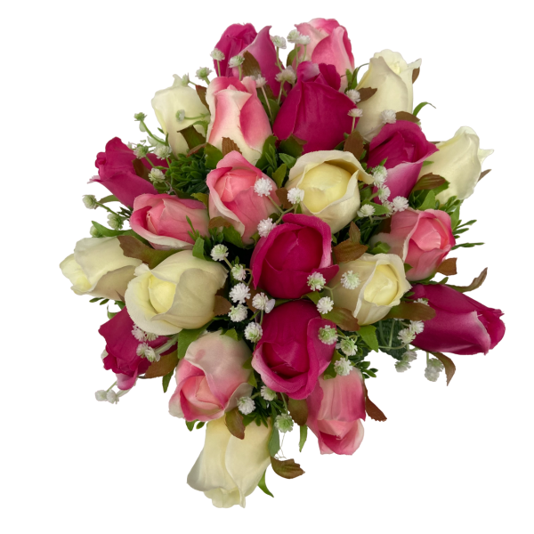 Bouquet 24 Roses Fuchsia/Blanc
