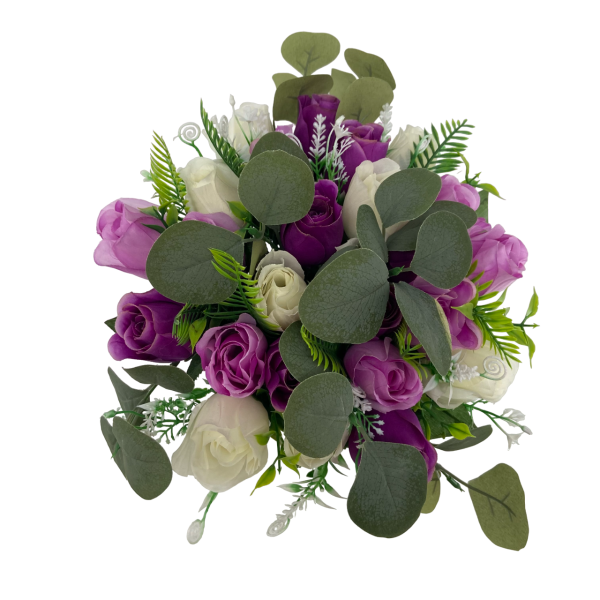 Bouquet Rose Eucalyptus Violet/Blanc