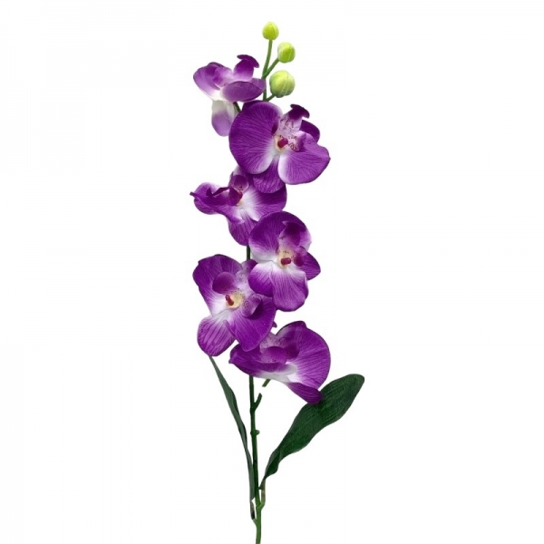 Tige orchidée avec feuilles Violet 70 cm