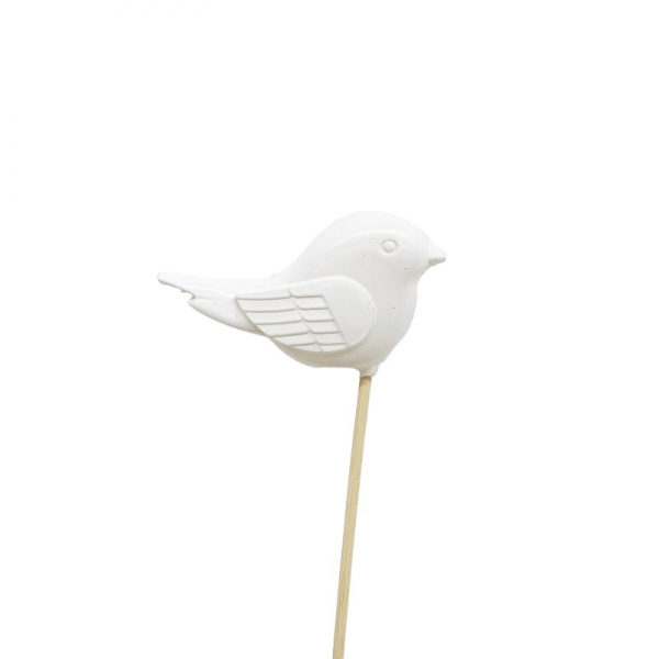 Tige Oiseau décoration blanc 50 cm