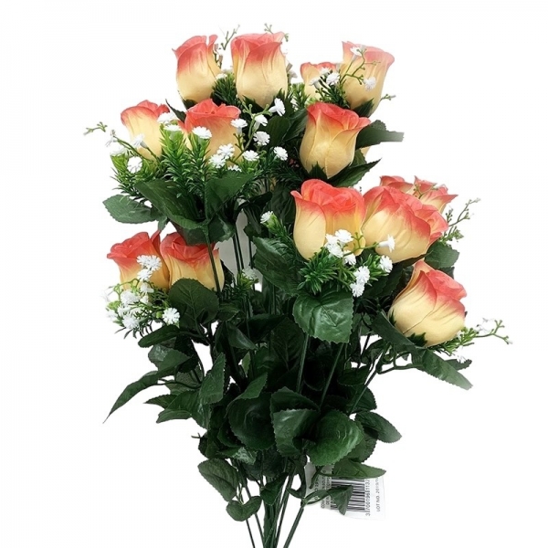 Bouquet 24 roses saumon et gypso 60cm