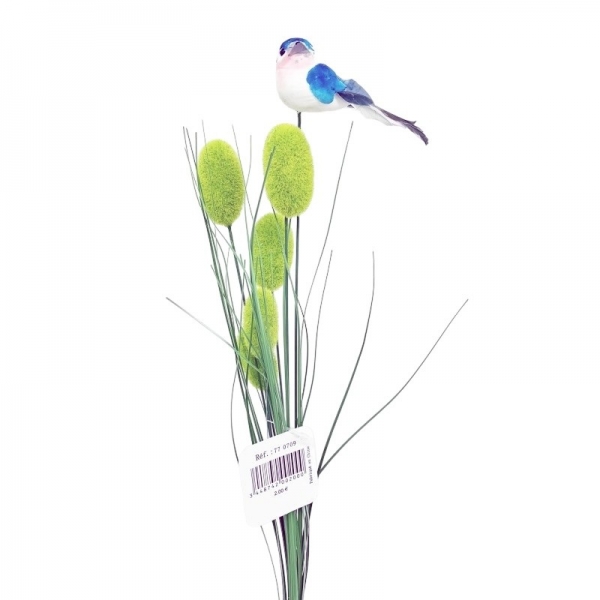 Tige de bourgeons avec oiseau bleu 70 cm