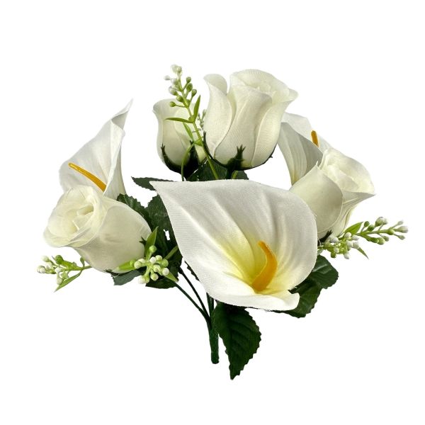 Bouquet Boutons de Rose Blanc et Arum