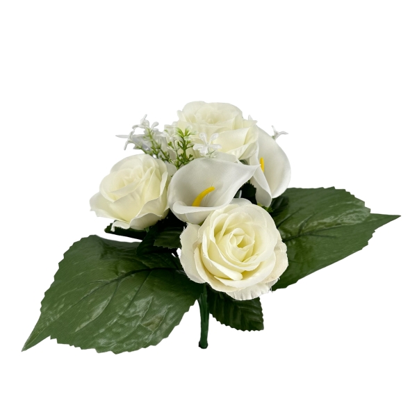 Bouquet Roses et Arum Blanc