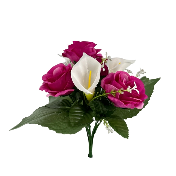 Bouquet Roses et Arum Violet