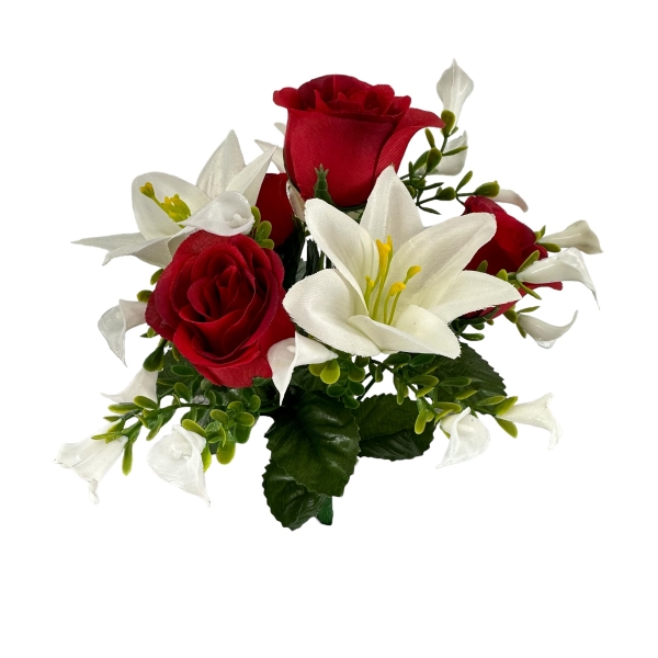 Bouquet Boutons de Rose Rouge, Mini Arum et Lys