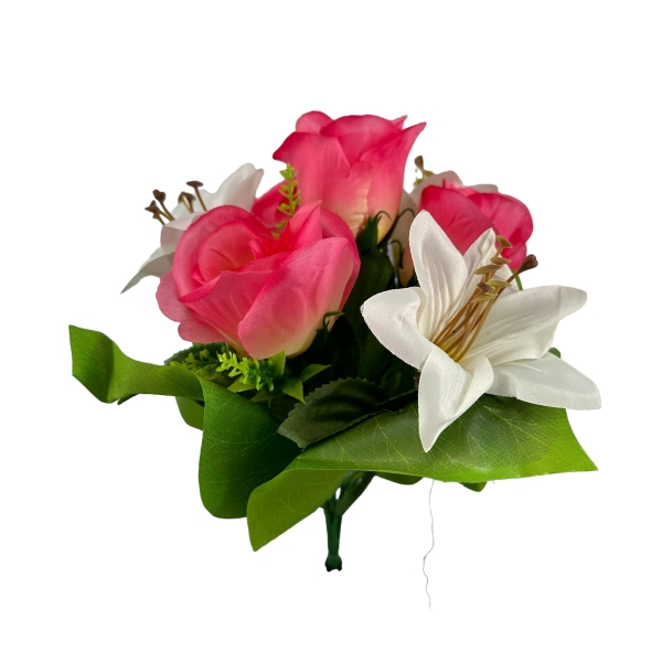 Bouquet Roses et Lys Rose