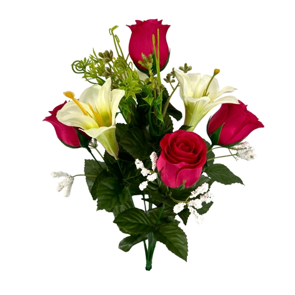Bouquet Boutons de Rose Fuchsia, Lys