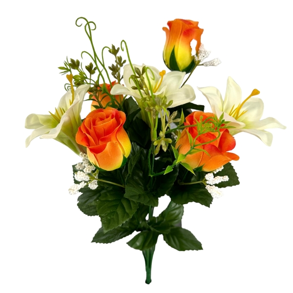 Bouquet Boutons de Rose Orange, Lys
