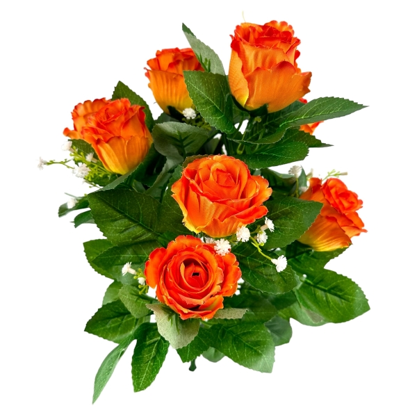 Bouquet Boutons de Rose, Gypsophile Orange