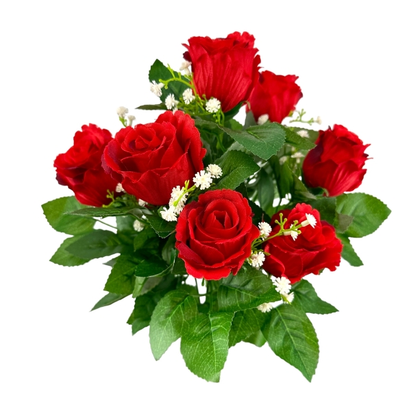 Bouquet Boutons de Rose, Gypsophile Rouge