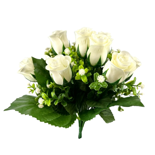 Bouquet Boutons de Rose, Buis Blanc