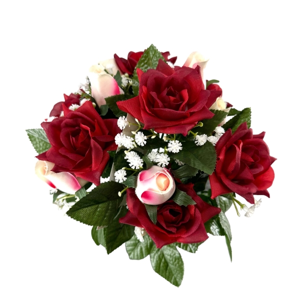 Bouquet de Rose Suzanna, Boutons de Rose et Gypsophile Rouge