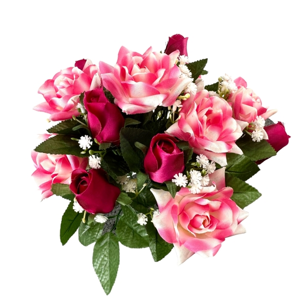 Bouquet de Rose Suzanna, Boutons de Rose et Gypsophile Fuchsia