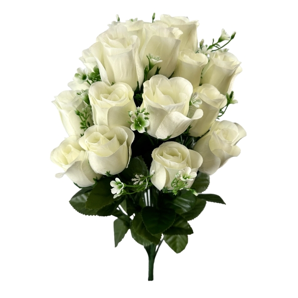 Bouquet x24 Boutons de Rose, Gypso. Blanc