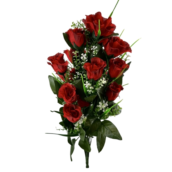 Bouquet de Boutons de Rose Rouge et Gypsophile