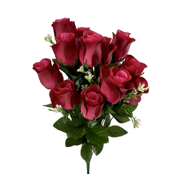 Bouquet x18 Boutons de Rose et Gypso. Cerise