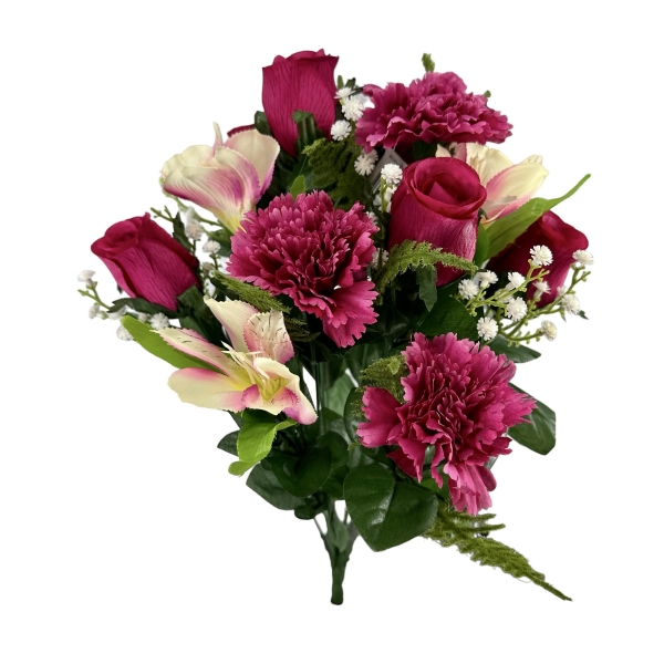 Bouquet de Boutons de Rose, Astroménias et Oeillets Cerise