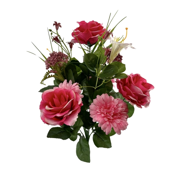 Bouquet Roses, Zinnias et Allium Rose