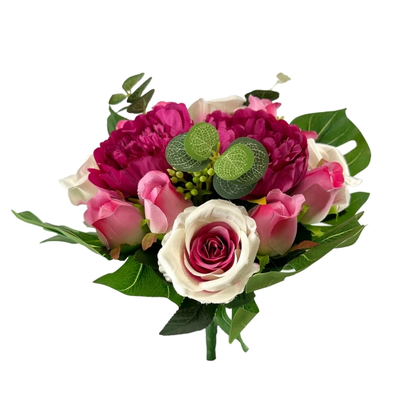 Bouquet Pivoines, Roses, Boutons de Rose et Eucalyptus