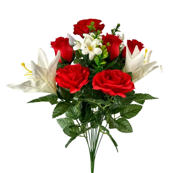 Bouquet de Roses et Lily Rouge / Blanc