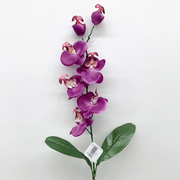 Tige orchidée avec feuilles Fuchsia 70 cm