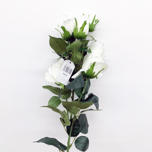 Tique 6 roses blanches 80 cm