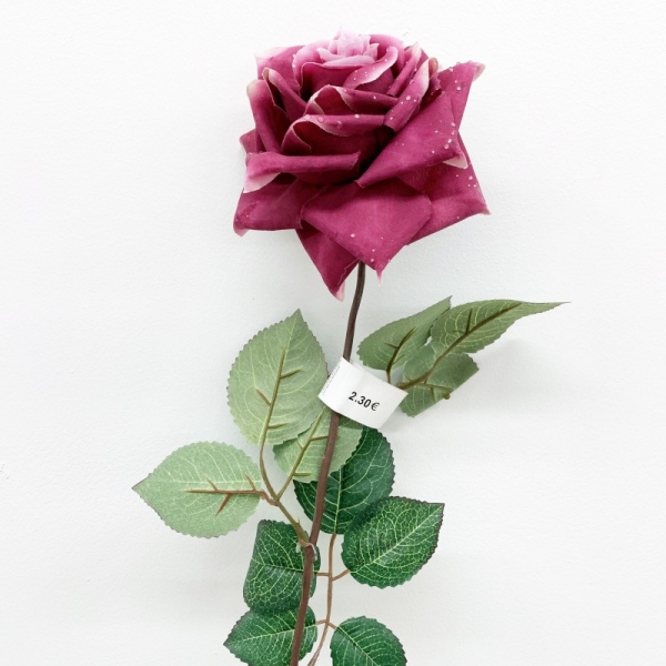 Tige rose avec rosée blanc et mauve 70 cm